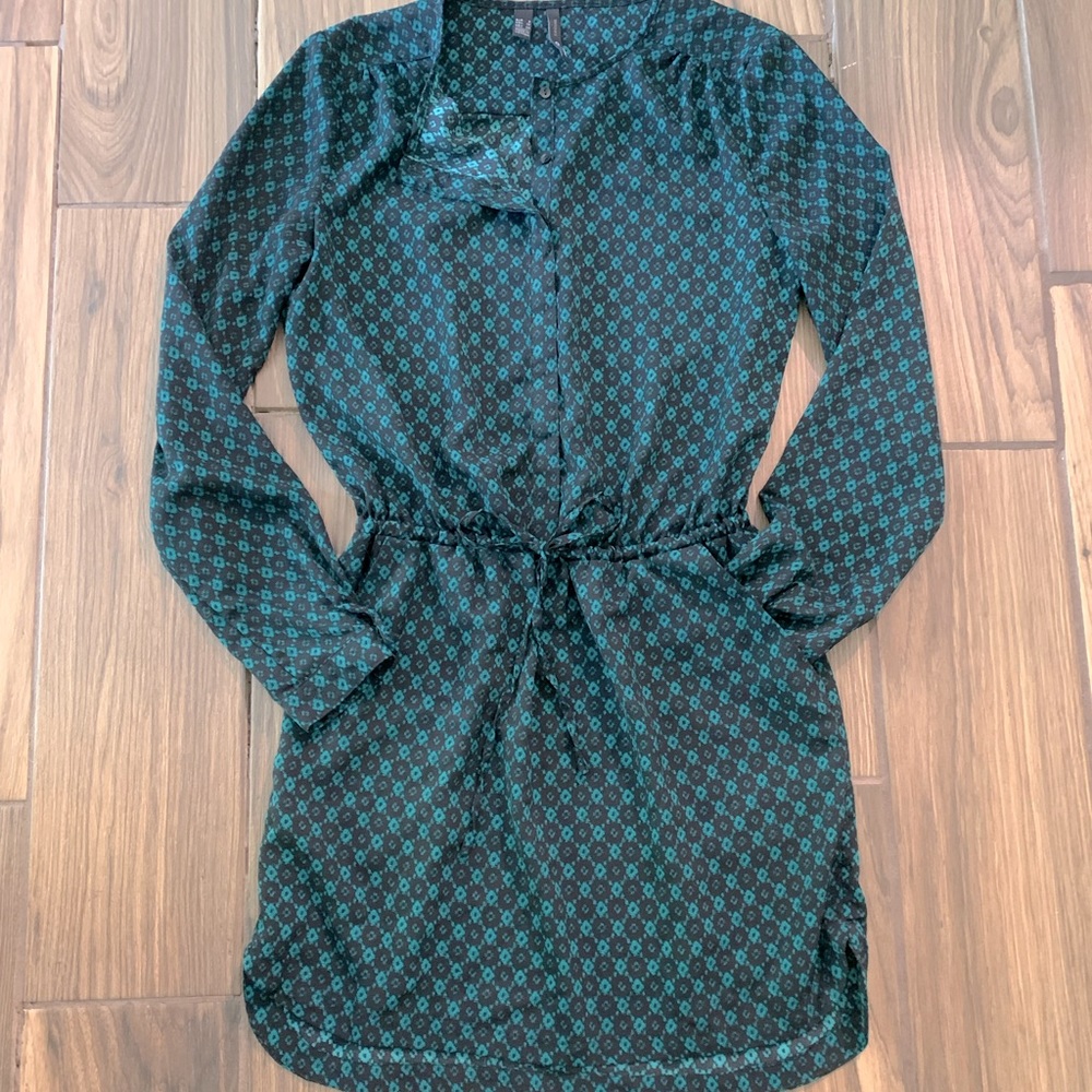 Mango | Pattered Button Down Drawstring Dress | G… - image 1